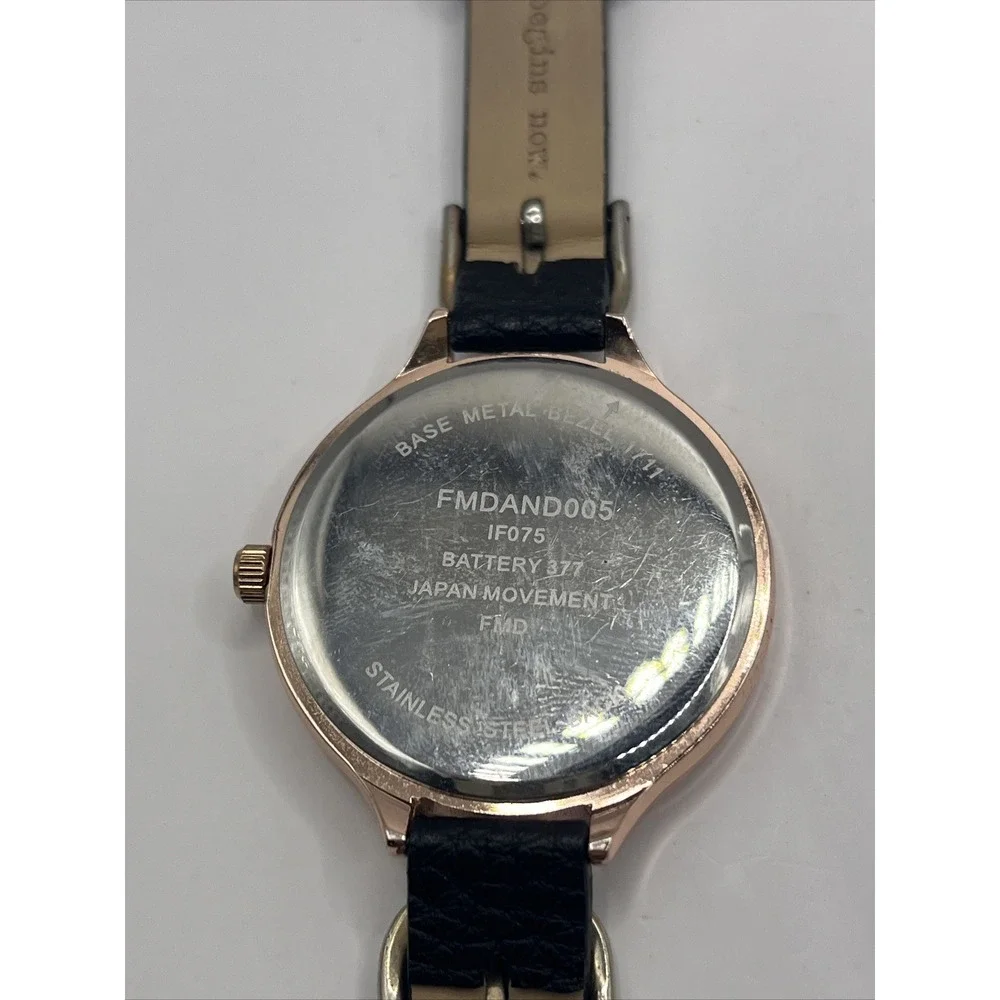 A New Day Women's Quartz Watch Rose Gold Case Black Band- New Battery‎